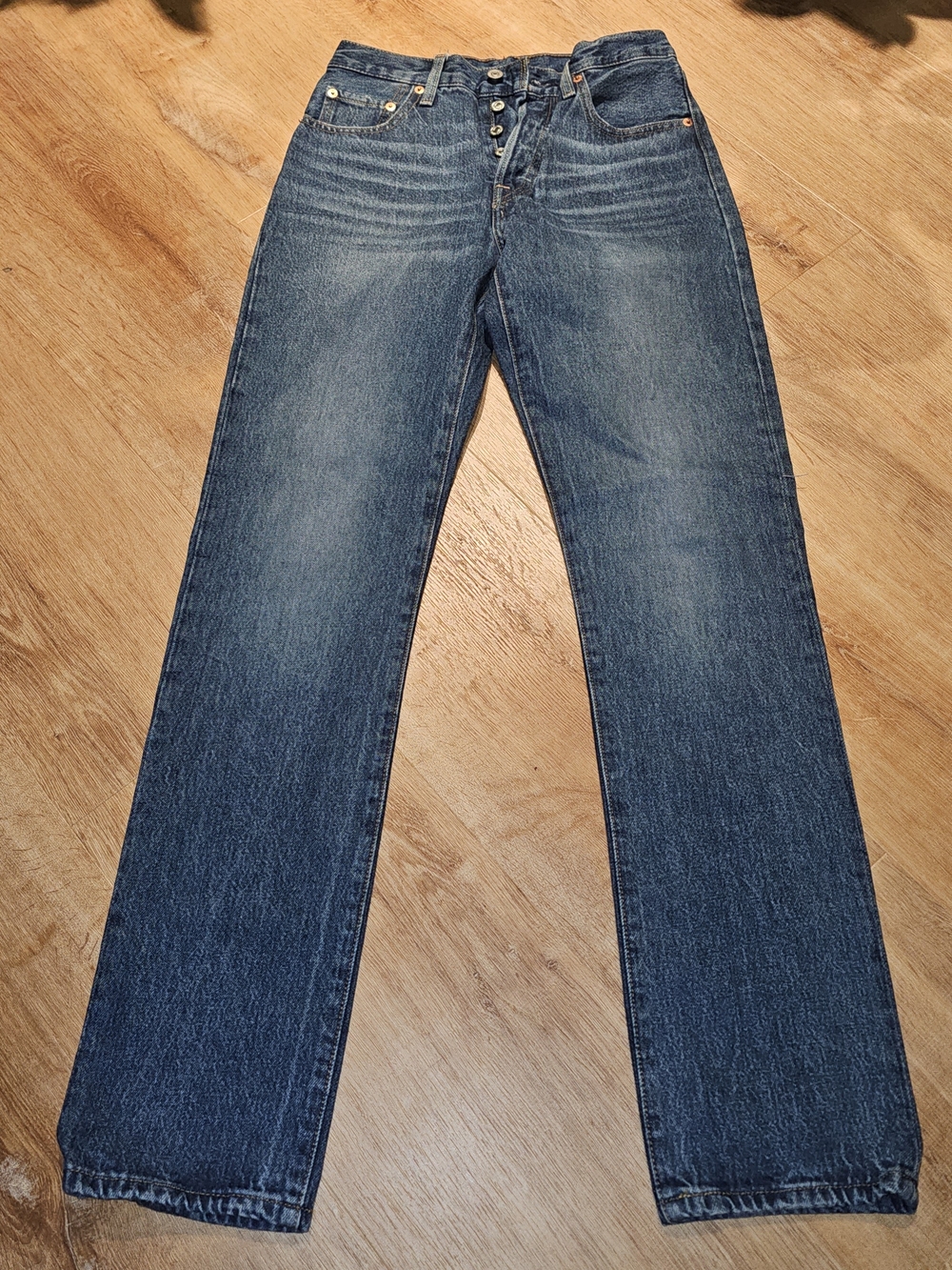 Levi's Premium 501 Straight Leg Jeans classic blue wash W25 L32 womens NWOT